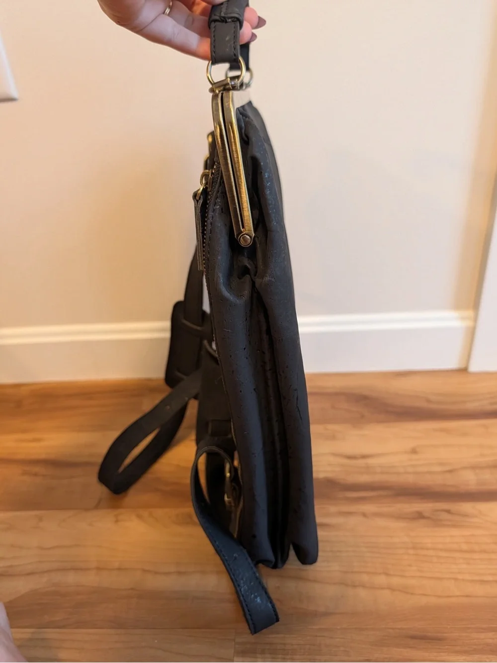 Laflore Paris Bobobark Black Cork Convertible Backpack Laptop Bag Vegan